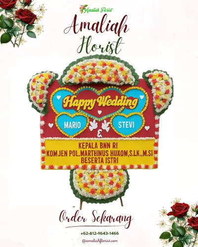 Karangan Papan Bunga Pernikahan di Tegalwaru